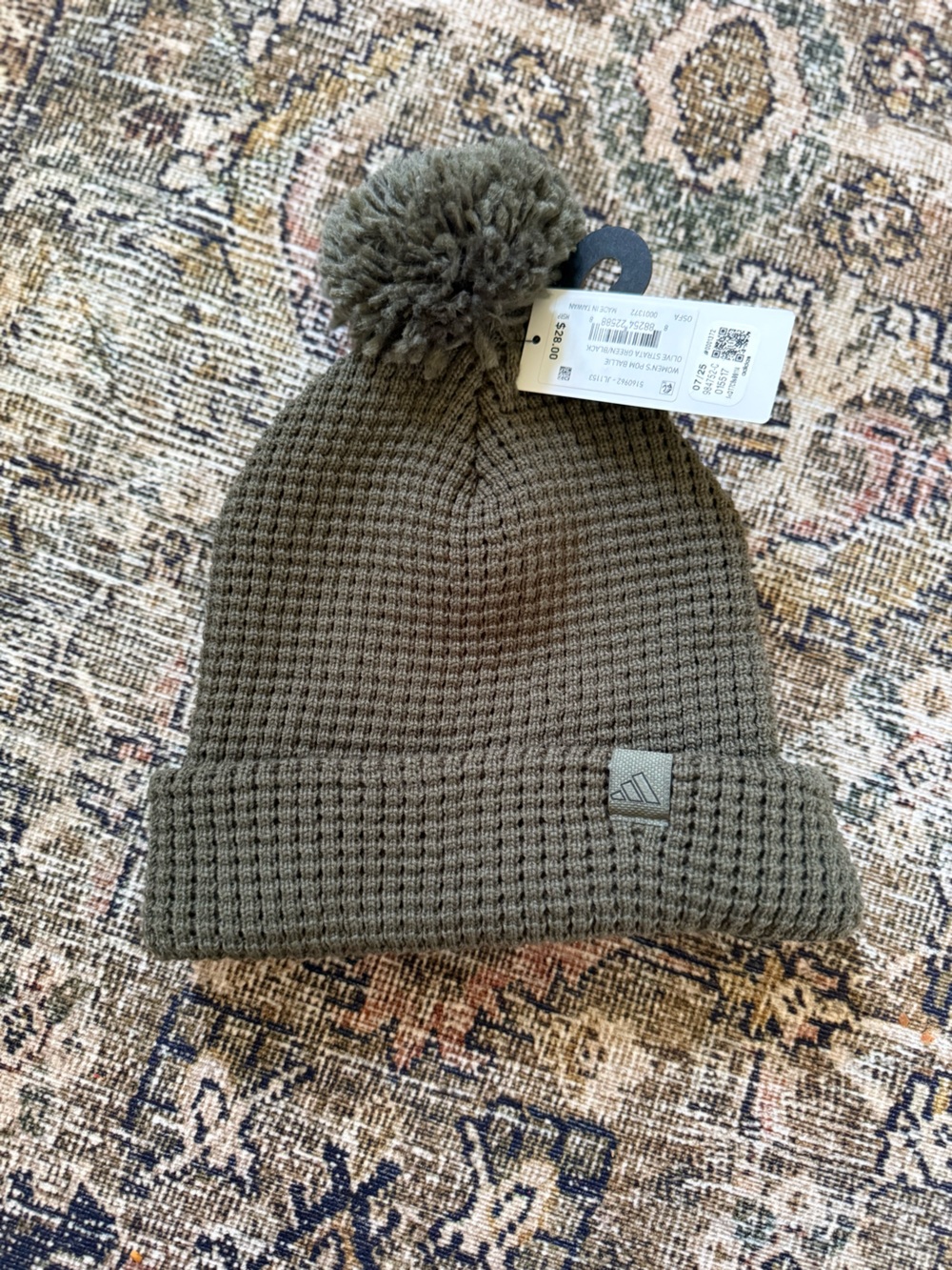 adidas Olive Green Pom Beanie